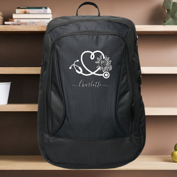Personalized Nurse Floral Stethoscope Backpack by Eman00 at Zazzle