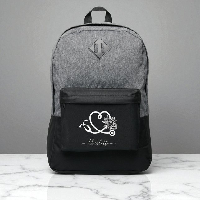 Personalized Nurse Floral Stethoscope Backpack (Creator Uploaded)