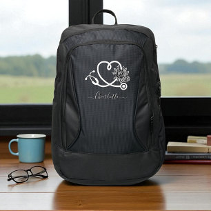 Personalized Nurse Floral Stethoscope Backpack