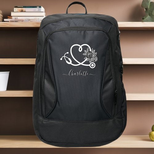 Personalized Nurse Floral Stethoscope Backpack