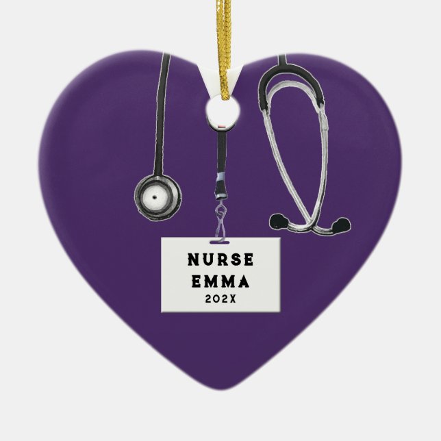 Personalized Nurse Gift Ceramic Ornament (Front)