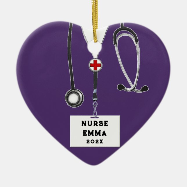 Personalized Nurse Gift Ceramic Ornament (Front)