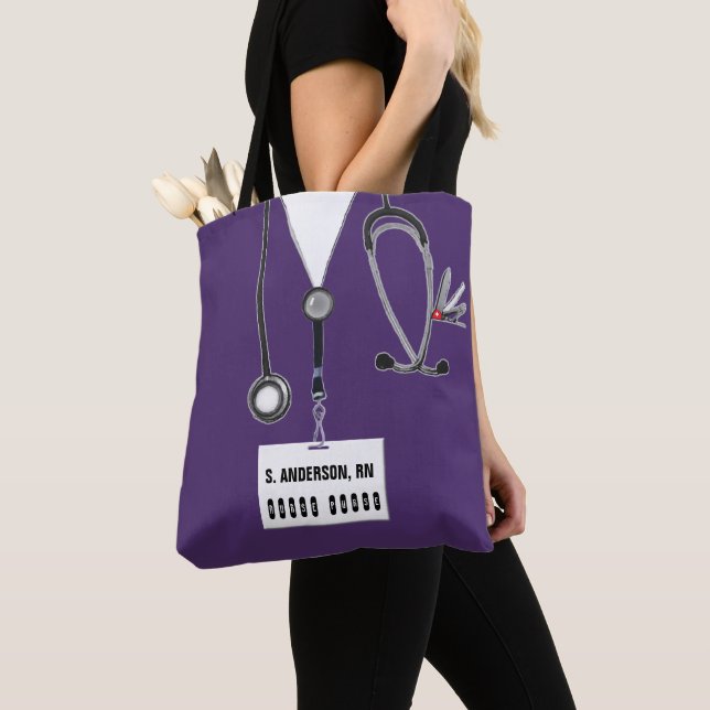Personalized Nurse Gift Tote Bag (Close Up)