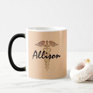 Personalized Nurse Gold Caduceus Medical Symbol Color Morph Mug