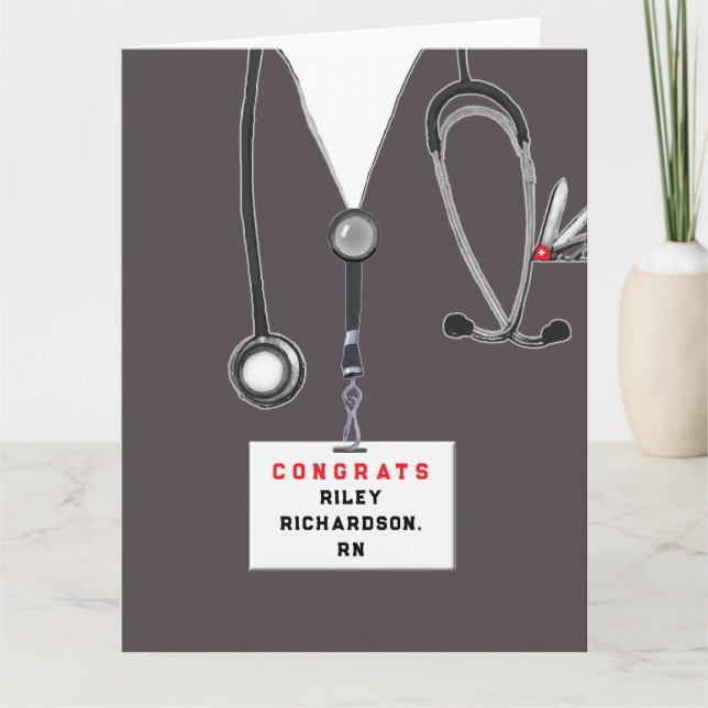 Personalized Nurse Graduation Congrats Card (Front)
