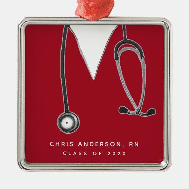 Personalized Nurse Graduation Gift Metal Ornament (Front)
