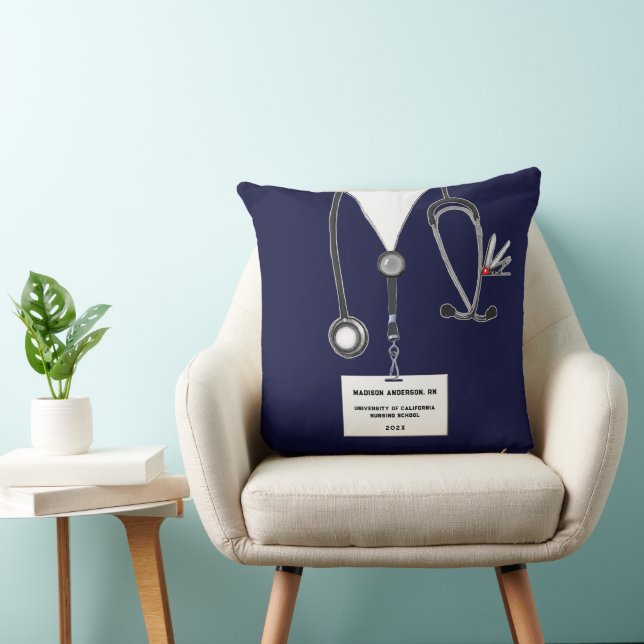 Personalized Nurse Graduation Gift Throw Pillow (Chair)