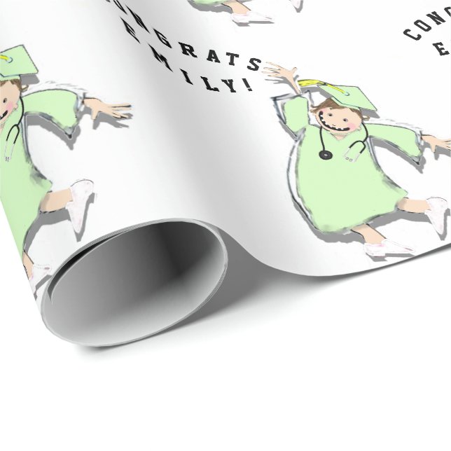 Personalized Nurse Graduation Gift Wrapping Paper (Roll Corner)