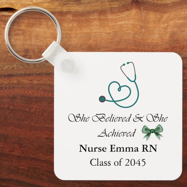 Personalized Nurse Graduation Keychain (Front)