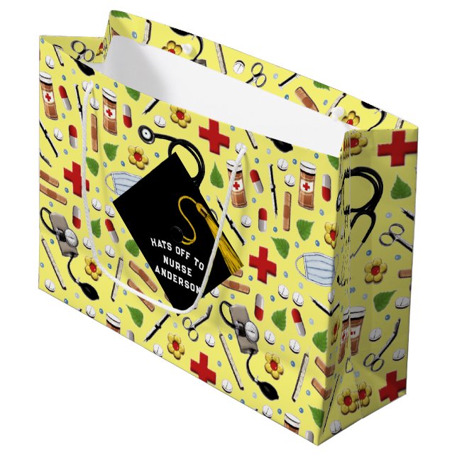 Personalized Nurse Graduation Large Gift Bag (Front Angled)