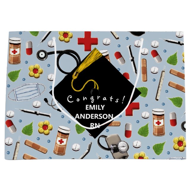 Personalized Nurse Graduation Large Gift Bag (Front)