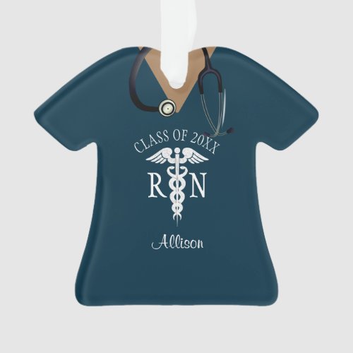 Personalized Nurse Graduation Medical Scrub Top Ornament