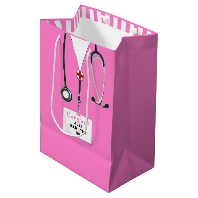 Personalized Nurse Graduation Medium Gift Bag (Front Angled)