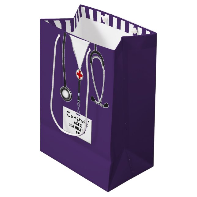 Personalized Nurse Graduation Medium Gift Bag (Front Angled)