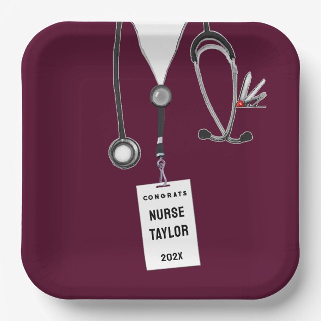 Personalized Nurse Graduation Paper Plates (Front)