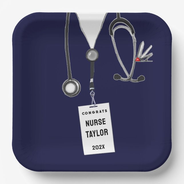 Personalized Nurse Graduation Paper Plates (Front)