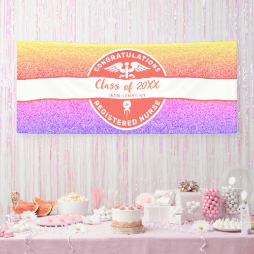 Personalized Nurse Graduation Rainbow Party Banner