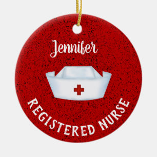 Personalized Nurse Hat Ceramic Ornament
