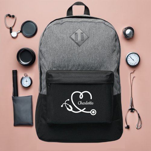 Personalized Nurse Heart Stethoscope Port Authority Backpack