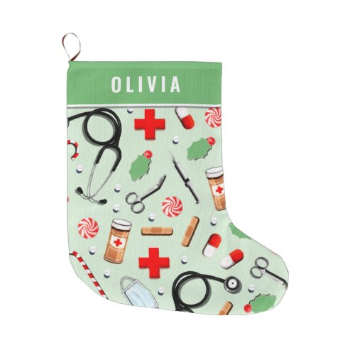 Personalized Nurse Holiday Gift Large Christmas Stocking