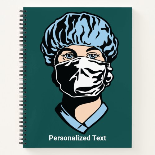 Personalized Nurse in Scrubs and Face mas Medical Notebook