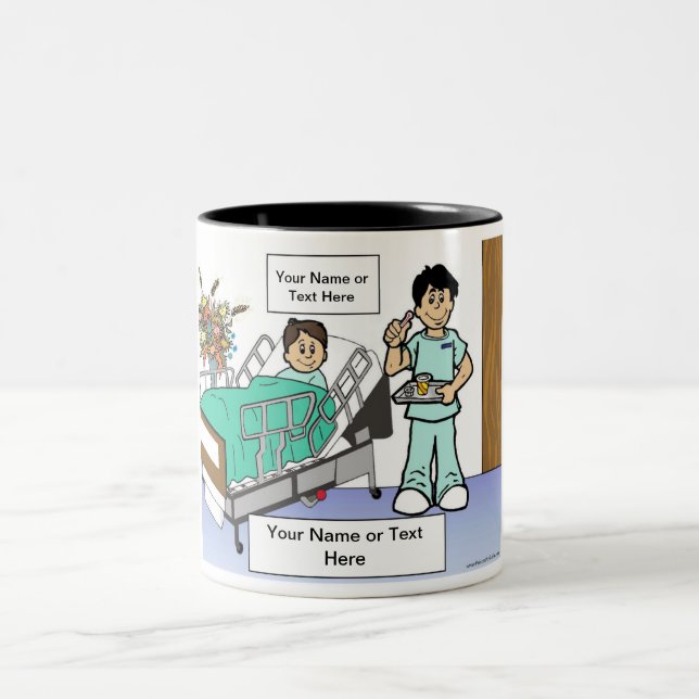 Personalized Nurse - Male, Child Patient Cartoon Two-Tone Coffee Mug (Center)