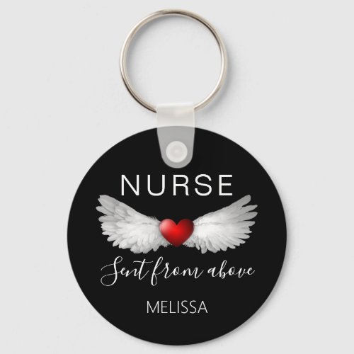 Personalized Nurse Medical Red Heart Love Keychain