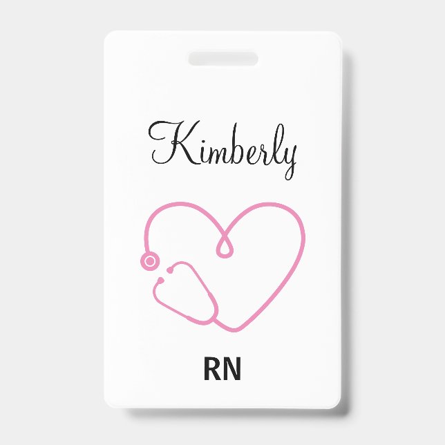 Personalized Nurse Name RN LPN Doctor Stethoscope Badge (Front)