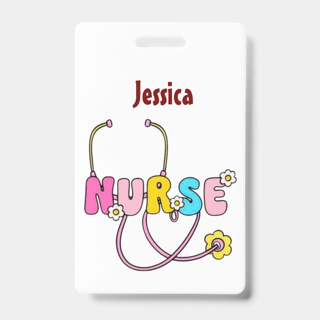 Personalized Nurse Name RN LPN Doctor Stethoscope  Badge (Front)