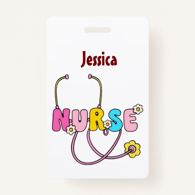 Personalized Nurse Name RN LPN Doctor Stethoscope  Badge (Front)