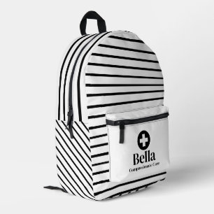 Personalized Nurse Name Stripe Printed Backpack