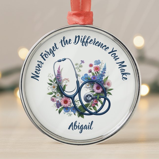 Personalized Nurse Never Forget the Difference Metal Ornament (Creator Uploaded)
