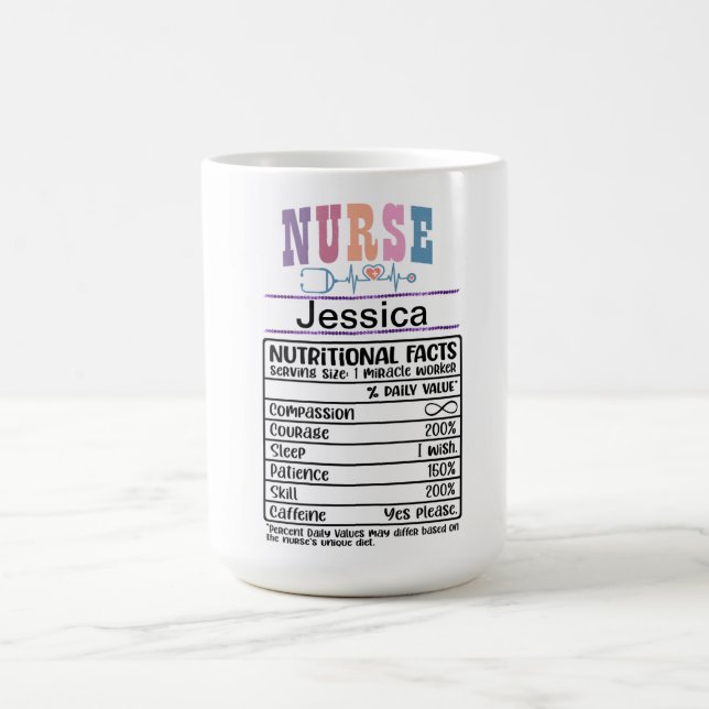 Personalized Nurse Nutritional Facts Funny Mug  (Center)