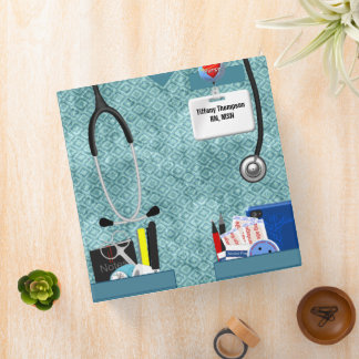 Personalized Nurse Pockets 2 Inch Teal Scrubs Binder