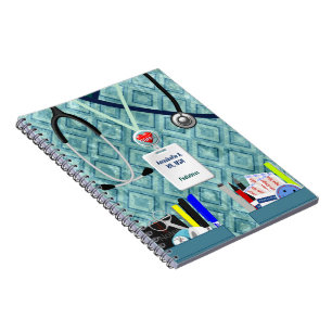 Personalized Nurse Pockets Blue & Teal Notebook