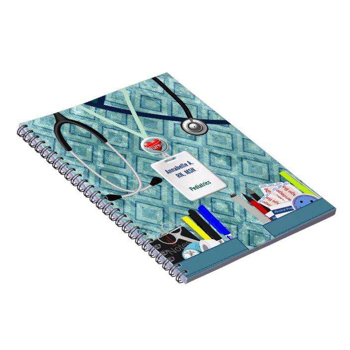 Personalized Nurse Pockets Blue & Teal Notebook | Zazzle.com