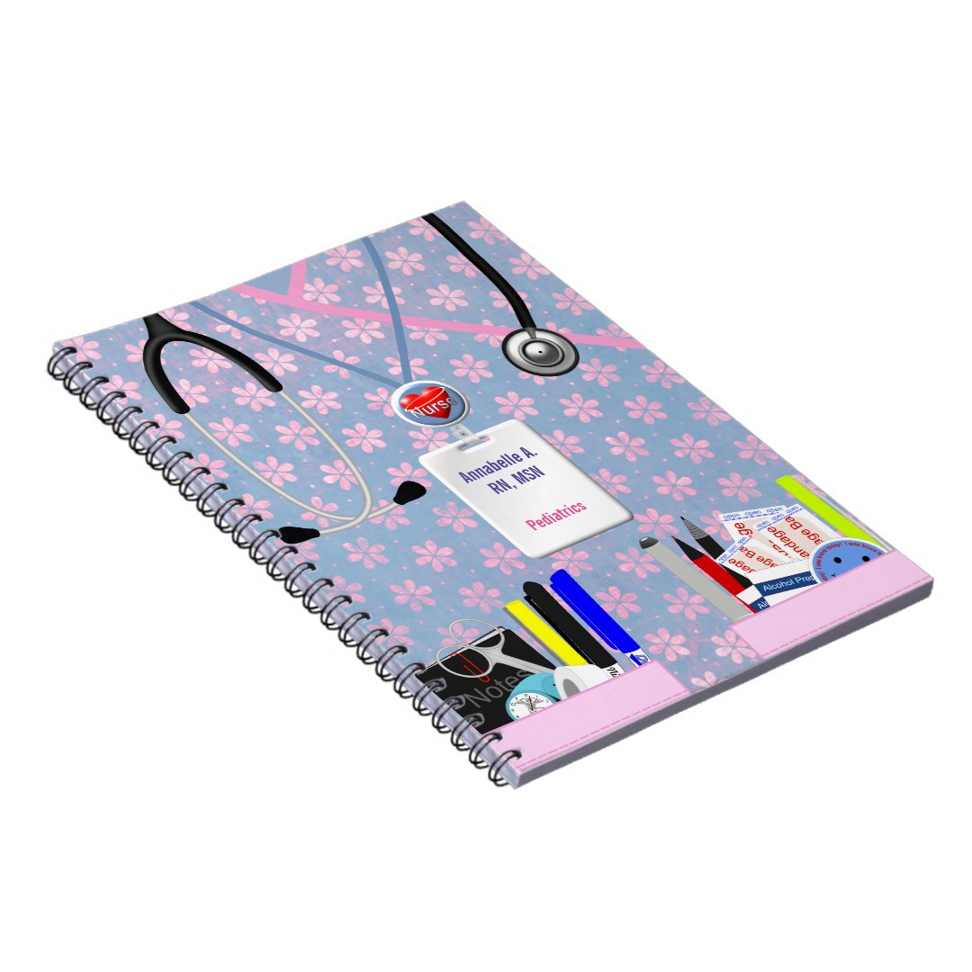 Personalized Nurse Pockets Pink & Lavender Notebook | Zazzle