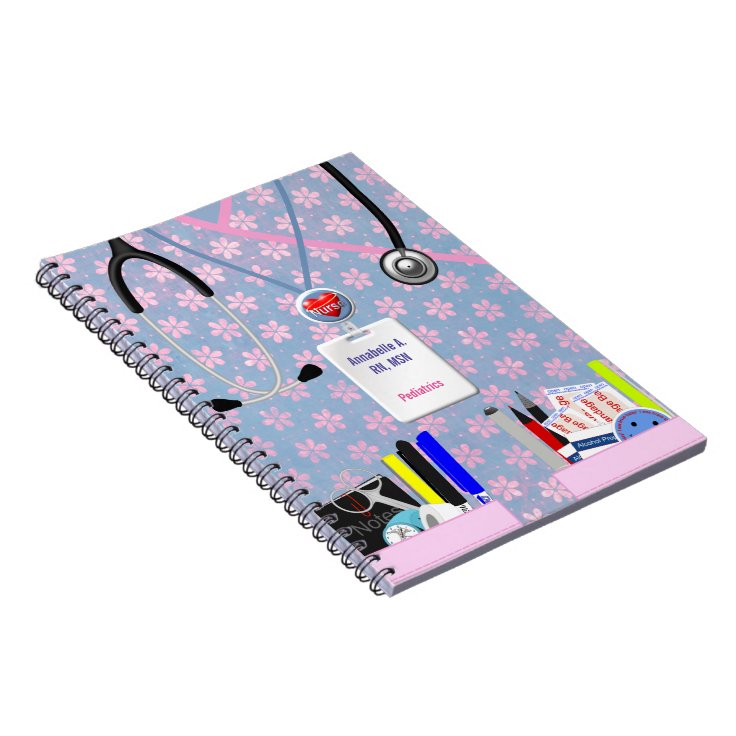 Personalized Nurse Pockets Pink & Lavender Notebook | Zazzle