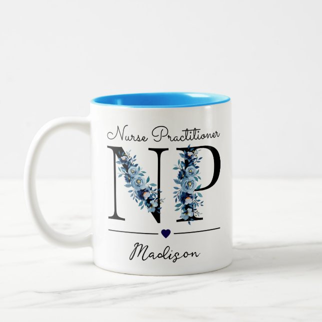 Personalized Nurse Practitioner, Gift For Nurse NP Two-Tone Coffee Mug (Left)