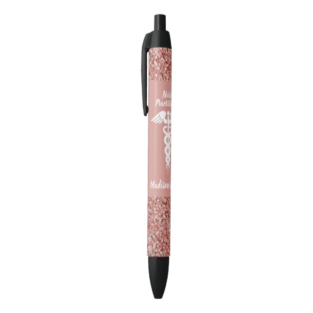 Personalized Nurse Practitioner Pink Glitter Pen (Top (Vertical))