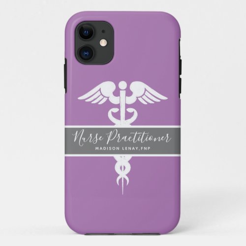 Personalized Nurse Practitioner Purple Medical iPhone 11 Case