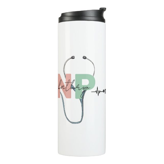 Personalized Nurse Practitioner Retro NP Name Gift Thermal Tumbler (Rotated Left)