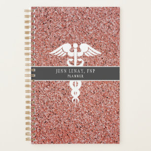 Personalized Nurse Practitioner Rose Gold Glitter Planner
