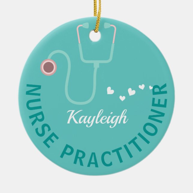 Personalized  Nurse Practitioner- stethoscope Ceramic Ornament (Front)