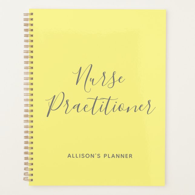 Personalized Nurse Practitioner Student Yellow Planner (Front)