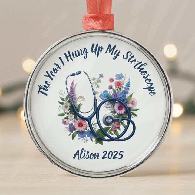 Personalized Nurse Retirement Metal Ornament (Creator Uploaded)