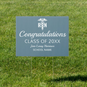 Personalized Nurse RN Congrats Blue Graduation Sign