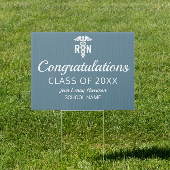 Personalized Nurse RN Congrats Blue Graduation Sign | Zazzle