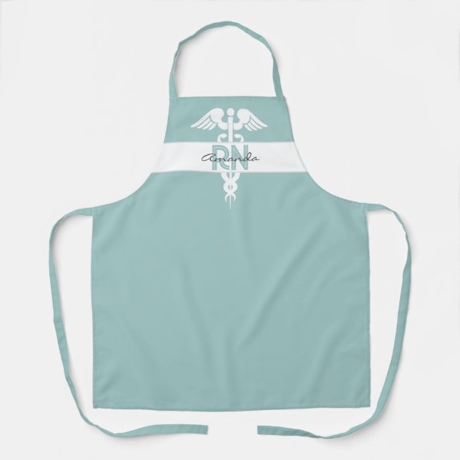 Personalized Nurse RN Grad Teal Medical Baking Apron (Front)