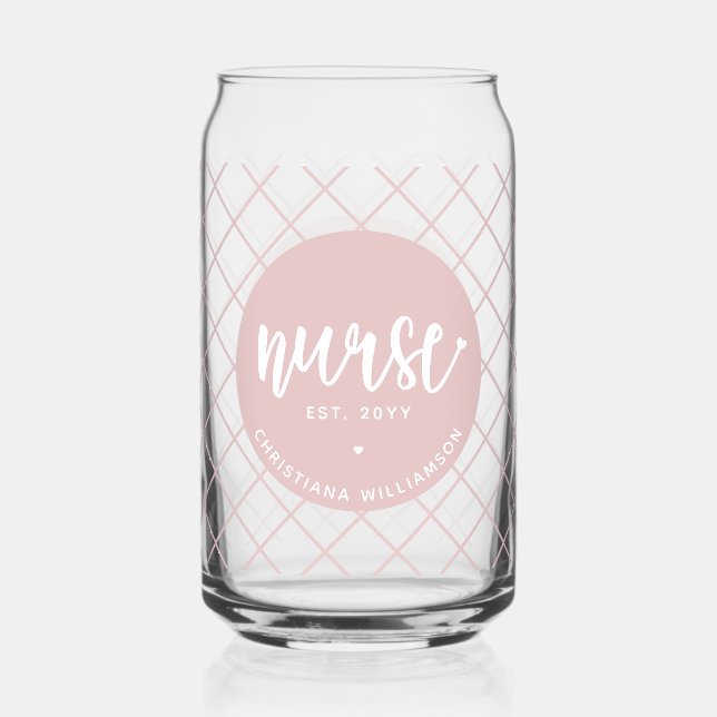 Personalized Nurse RN graduation Elegant Can Glass (Front)